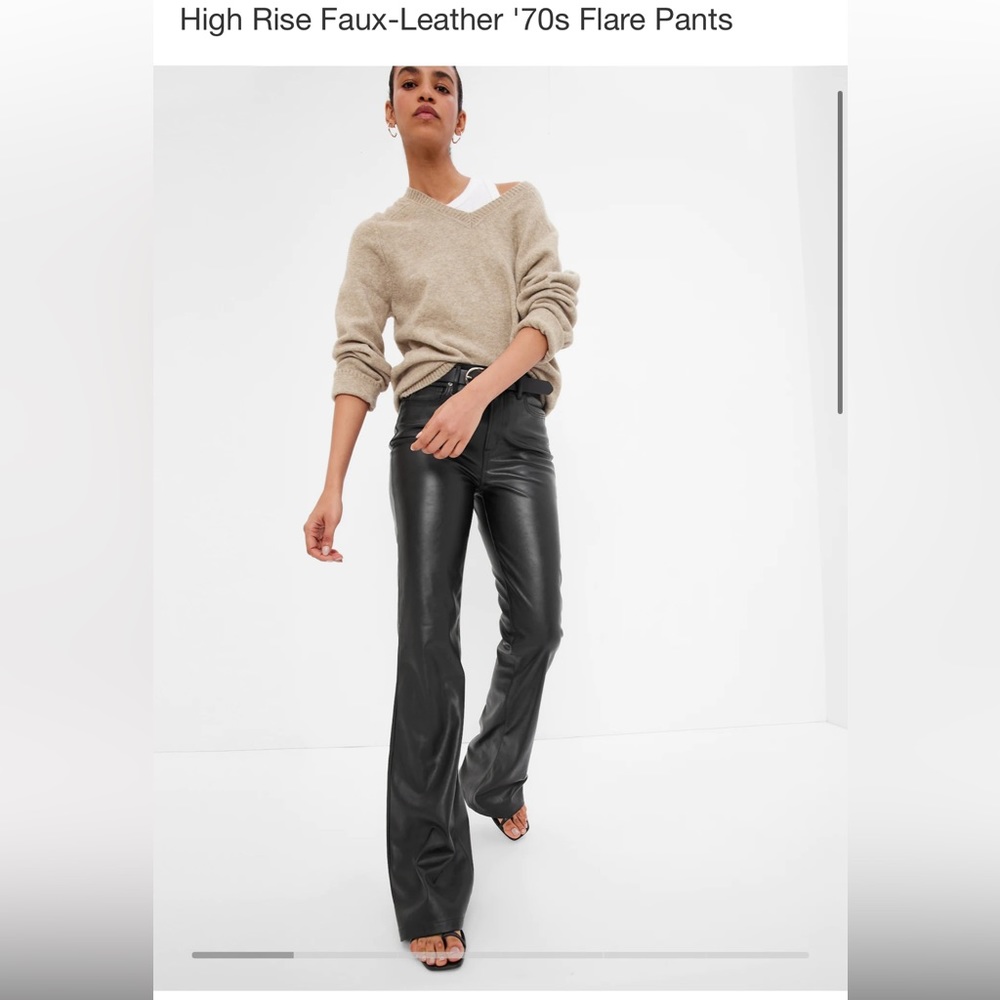 High rise faux leather black pant